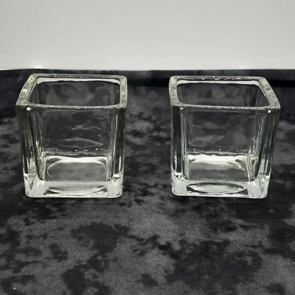 🔮 5/$25 Vintage Glass Square Candle/Matchstick Holders